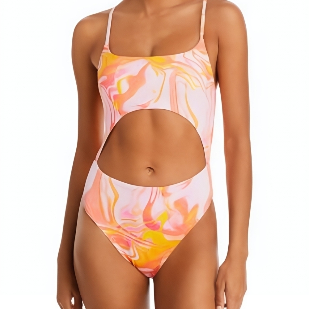 Aqua Swimsuit Size M Pink Orange - Picture 1 of 9